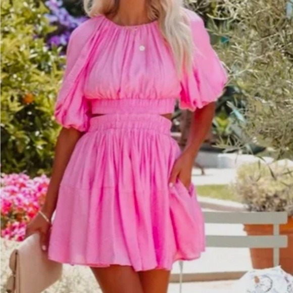Vici Dresses & Skirts - Vici Pink Pocketed Cut Out Mini Dress